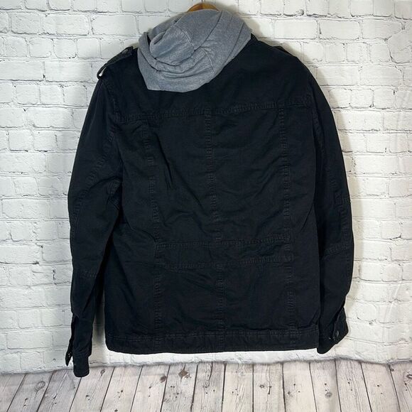 Levi's Size L Men's Military Trucker Sherpa Lined Removable Hood Black Jacket - Picture 4 of 12